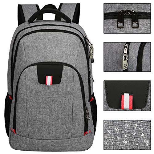 zhi wei Mochila Portatil 15.6 Pulgadas Mochila Hombre,Mochila Antirrobo Impermeable con Puerto de Carga USB,Mochila Backpack para el Laptop para Ordenador del Negocio Trabajo Diario Viaje-Gris