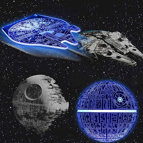 ZHICH Estrella Wars 3D LED Luz De La Noche, Luz De La Noche 3D, 5 La Forma Y 16 Que Cambia con La Distancia para El Hogar Decoración Niños Y Star Wars Fans (5 Paquetes),A