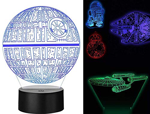 ZHICH Estrella Wars 3D LED Luz De La Noche, Luz De La Noche 3D, 5 La Forma Y 16 Que Cambia con La Distancia para El Hogar Decoración Niños Y Star Wars Fans (5 Paquetes),A