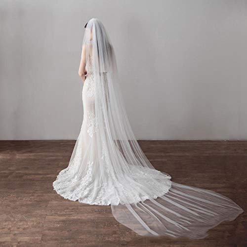ZhiGe Velo de novia,Super largo velo doble 118 pulgadas gran hilo de la cabeza Vestido de boda estilo adornos para el pelo