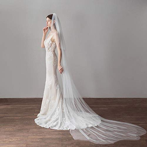 ZhiGe Velo de novia,Super largo velo doble 118 pulgadas gran hilo de la cabeza Vestido de boda estilo adornos para el pelo
