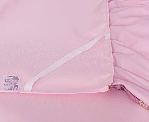 Zhiyuan Colcha de Verano con Volantes de Encaje + 2 Fundas de Almohada en Seda de Hielo 150 x 200 x 42 cm, Rosa