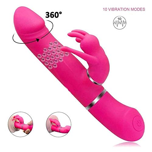 ZHP-LQY 3 En 1 Cọnsọlạdọrẹs Sẹxuạlẹs Vībrǎdôręș para Mujer Pųņtọ Ġ, Conejito çlîtọrîș Vībrādør Mujer Clitọrîǎnô, USB Ręcargable, Rosa Masajeador de Silicôna,Mọtor Electricọ 10 Modos