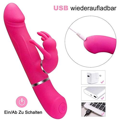 ZHP-LQY 3 En 1 Cọnsọlạdọrẹs Sẹxuạlẹs Vībrǎdôręș para Mujer Pųņtọ Ġ, Conejito çlîtọrîș Vībrādør Mujer Clitọrîǎnô, USB Ręcargable, Rosa Masajeador de Silicôna,Mọtor Electricọ 10 Modos