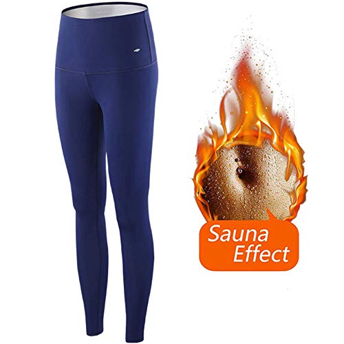 ZHRUI Pantalones para Adelgazar,Pantalones Deportivos Mujer, Pantalón de Sudoración Adelgazar, Leggings Push Up, Mallas Termicos de Neopreno, Faja Reductora Adelgazante para Deporte (Azul, L)