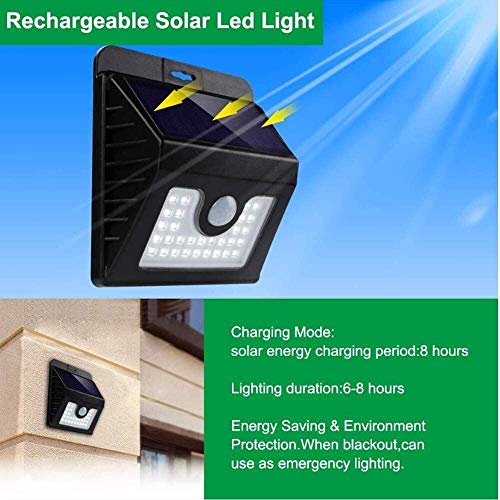 ZHUYU Sensor de movimiento Seguridad Seguridad luces solares, 30 impermeable al aire libre, a prueba de agua IP65 lámpara solar del LED con 3 modos de iluminación for exterior impermeable