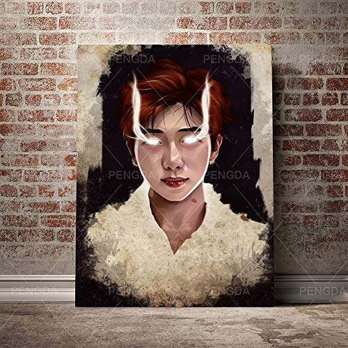 zhuziji DIY Pintar por números BTS Cantante Coreano Estrella Imagen Lienzo Chico Lindo Personaje de Arte de Pared Pintura por números Aceite con Pincel y Pintura acríli30x45cm(Sin Marco)
