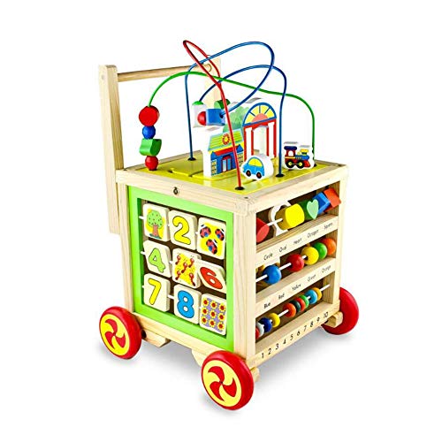 Zidao Juguete de Madera del bebé, Regalos del Juguete Walker Andador Juegos Infantiles para niños de 1 año en Girl BoyCube Juguete para niños de educación para los niños,Multi Colored