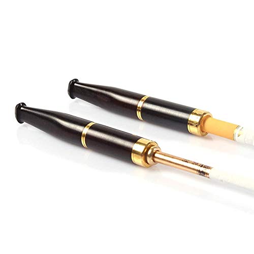 Zidao Madera Titular de Cigarrillos, Cigarrillos Titular de sándalo púrpura con Filtro de Doble Uso Dual Titular de Cigarrillos para los titulares de Cigarrillos Regulares y Normales a Delgado,Negro