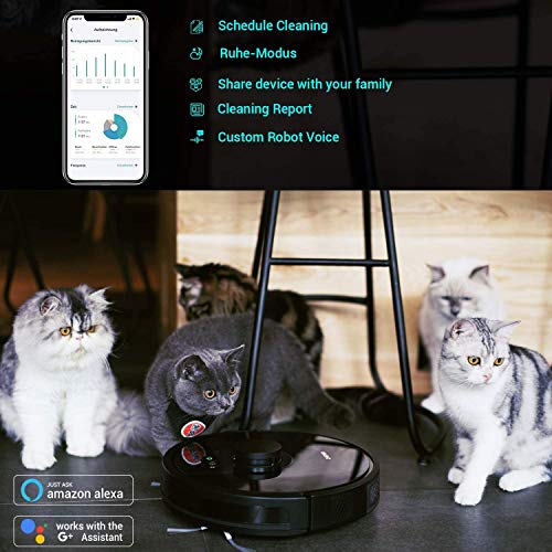 Zigma Robot Aspirador, Navegación Láser, Súper Fuerte Succión, Fregasuelos 4 en 1, App Control con Múltiples Mapas, Alexa y Google Assistant, Programable, para Suelo Duro y Alfombras, Pelo de Mascotas