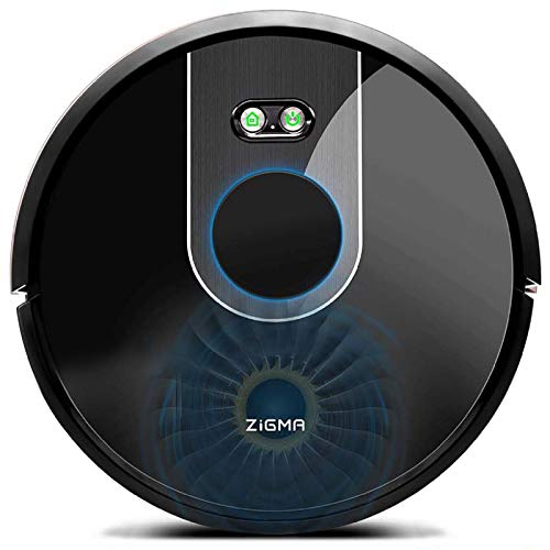 Zigma Robot Aspirador, Navegación Láser, Súper Fuerte Succión, Fregasuelos 4 en 1, App Control con Múltiples Mapas, Alexa y Google Assistant, Programable, para Suelo Duro y Alfombras, Pelo de Mascotas
