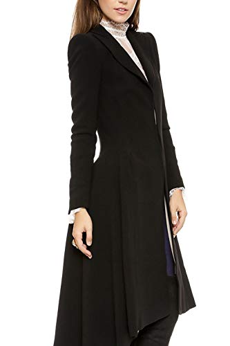 Zilcremo Chaqueta De Mujer Ropa De Abrigo Ajustado Fit Solapa Traje Swallowtail Gabardina Negro S