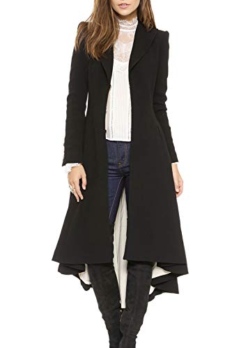 Zilcremo Chaqueta De Mujer Ropa De Abrigo Ajustado Fit Solapa Traje Swallowtail Gabardina Negro S