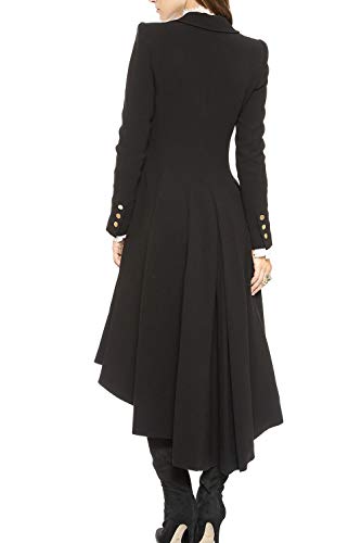 Zilcremo Chaqueta De Mujer Ropa De Abrigo Ajustado Fit Solapa Traje Swallowtail Gabardina Negro S
