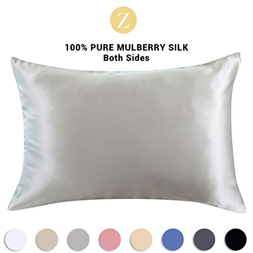 ZIMASILK - Funda de almohada de seda de morera para cabello y piel, ambos lados 19 momme seda, 1 unidad (estándar 50 x 75 cm, gris oscuro)