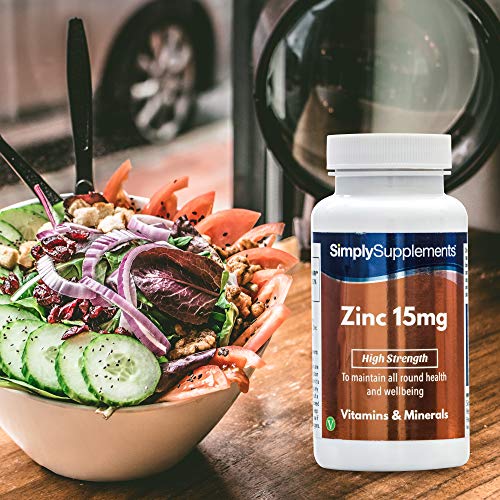 Zinc 15mg - ¡Bote para 4 meses! - Apto para veganos - 120 Comprimidos - SimplySupplements
