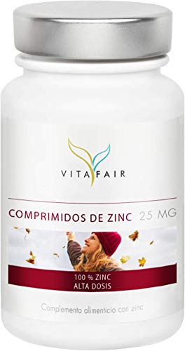 Zinc - 25mg por Porción - 365 Comprimidos - Provisión Anual - 250% de la Necesidad Diaria - Dosis Alta de Bisglycinato de Zinc - Vegano - Máxima Biodisponibilidad - German Quality