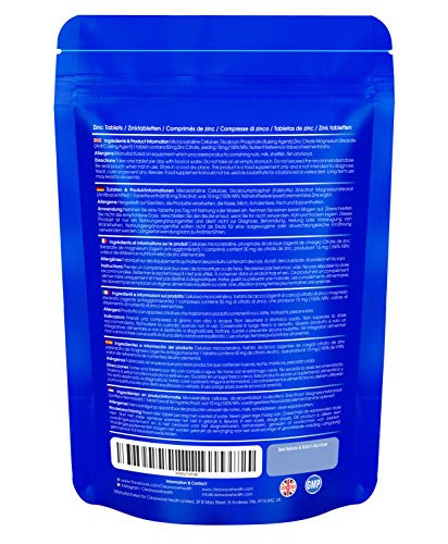 Zinc puro 50mg - 365 Comprimidos (Suministro de 12 meses), Pastillas facíles de tragar de alta dosificación