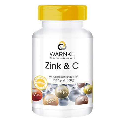 Zinc y Vitamina C – Vegano – Vitamina C 300mg + Zinc 5mg – 250 cápsulas