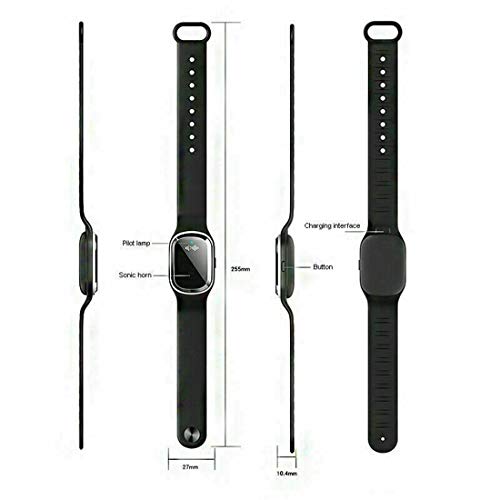ZJN.DD Pulseras repelentes de Mosquitos, Pulseras ultrasónicas de Carga USB para Mosquitos, Reloj Inteligente antimosquitos para Adultos, niños Embarazadas. (Negro)