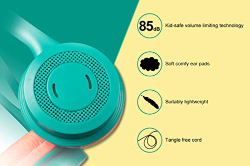 ZKKZ Auriculares de los niños en los receptores de Cabeza para Las lecciones, reducción de Ruido, Auriculares para computadora, Juegos, Aprendizaje, Auriculares de Dibujos Animados para Blue