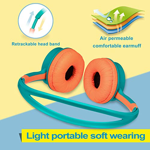 ZKKZ Auriculares de los niños en los receptores de Cabeza para Las lecciones, reducción de Ruido, Auriculares para computadora, Juegos, Aprendizaje, Auriculares de Dibujos Animados para Blue