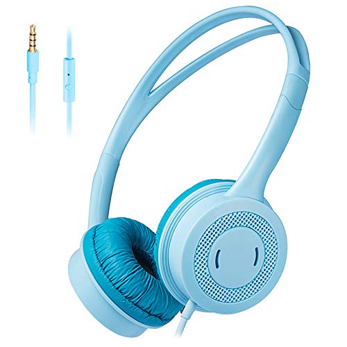 ZKKZ Auriculares de los niños en los receptores de Cabeza para Las lecciones, reducción de Ruido, Auriculares para computadora, Juegos, Aprendizaje, Auriculares de Dibujos Animados para Blue