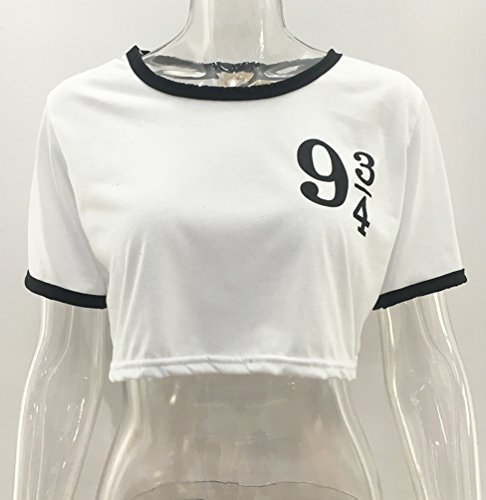 ZKOO Mujeres Camisetas Digital impresión Manga Corta T Shirt Blusas Cultivo Camisetas Tops De Verano Blanco