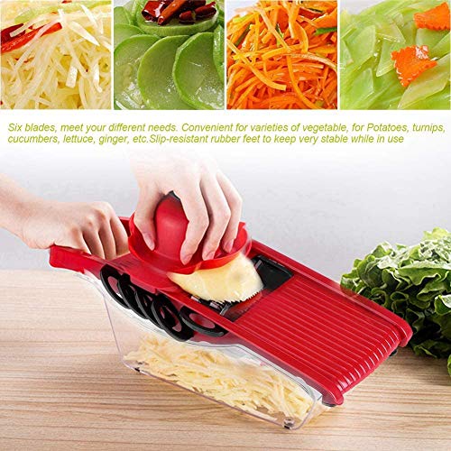 ZLASS Mandoline Slicer, una cortadora Manual de Verduras con 6 Cuchillas Intercambiables y Protectores de Manos, un Cuchillo de Cocina para Patatas, Tomates, cebollas y pepinos