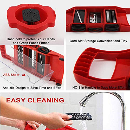 ZLASS Mandoline Slicer, una cortadora Manual de Verduras con 6 Cuchillas Intercambiables y Protectores de Manos, un Cuchillo de Cocina para Patatas, Tomates, cebollas y pepinos