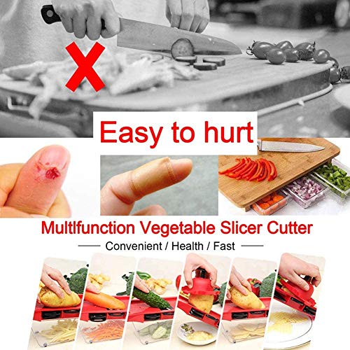 ZLASS Mandoline Slicer, una cortadora Manual de Verduras con 6 Cuchillas Intercambiables y Protectores de Manos, un Cuchillo de Cocina para Patatas, Tomates, cebollas y pepinos