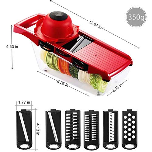 ZLASS Mandoline Slicer, una cortadora Manual de Verduras con 6 Cuchillas Intercambiables y Protectores de Manos, un Cuchillo de Cocina para Patatas, Tomates, cebollas y pepinos