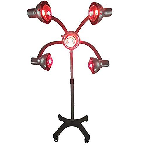 Z&LEI Lámpara de Calor infrarroja de 5 Cabezales Salon SPA Barber Equipo de Temperatura Ajustable con Ruedas de bulbos Hair Steamer 750W Secador de Pelo Procesador de Color