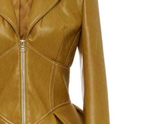 ZLYCP - Chaqueta de otoño para motociclista (piel), color amarillo y verde Amarillo jengibre L