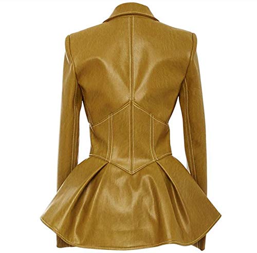 ZLYCP - Chaqueta de otoño para motociclista (piel), color amarillo y verde Amarillo jengibre L