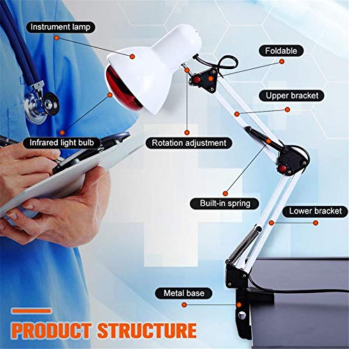 ZMIN Lámpara Infrarrojos Fisioterapia, Lámpara de Masaje Fisioterapia LED 660 NM Terapia de Calentamiento, Alivio del Dolor Ligero Cuidado de la Salud