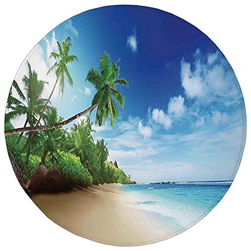 ZMYGH Round Rug Mat Carpet,Ocean Decor,Beach Sunset Tranquil Tropic Sea Waves,Flannel Microfiber Non-Slip Soft Absorbent,for Kitchen Floor Bathroom