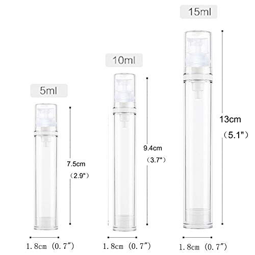 ZNEU Botellas De Spray Transparente Botella Sin Aire Bomba Aspiradora Dispensador Viaje Atomizador Recargable Cosmético Perfume Botella Spray Crema Loción Envase (Cabezal rociador)