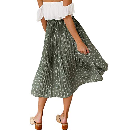 ZODOF Faldas Mujer Verano，Falda Corta de Playa con Estampado Floral con Volantes en la Cintura Alta de Bohe de Verano de Mujer，Faldas Mujer Cortas Faldas Mujer Verano 2020