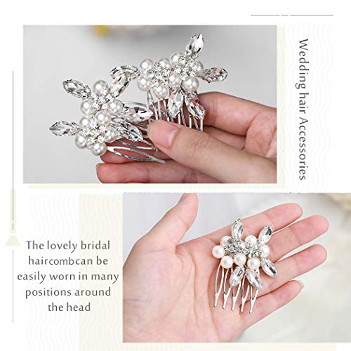 Zoestar - Peines de cristal para el pelo de la boda (2 unidades)