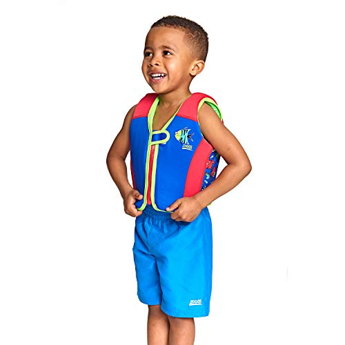 Zoggs - Chaleco Flotador para Aprender a Nadar para niños, Infantil, 801117121, Blue/Red/Green, 4-5 Years/18-25 kg
