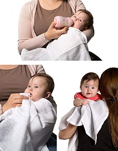 Zollner 10 muselinas para bebé, algodón 100%, 80x80 cm, blancas