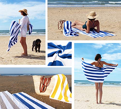 ZOLLNER 2 Toallas de Playa y Piscina a Rayas Azules, 70x180 cm