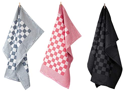 ZOLLNER 6 paños de Cocina a Cuadros, 65x65 cm, Rojo, algodón