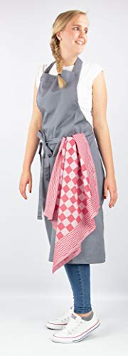 ZOLLNER 6 paños de Cocina a Cuadros, 65x65 cm, Rojo, algodón