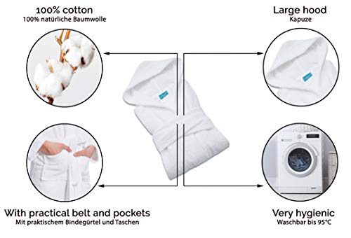 ZOLLNER Albornoz Blanco niños y niñas de 12 a 14 años, algodón, Otras Tallas