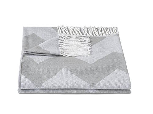 ZOLLNER Manta para el sofá con Flecos, 130x170 cm, Gris Claro