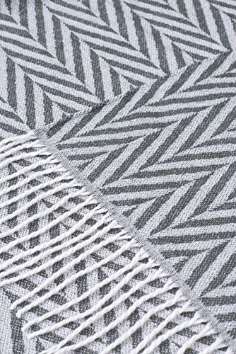 ZOLLNER Manta para el sofá con Flecos, 130x170 cm, Gris Oscuro, Otro Color