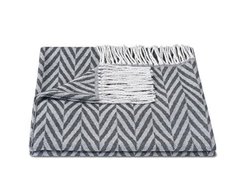 ZOLLNER Manta para el sofá con Flecos, 130x170 cm, Gris Oscuro, Otro Color