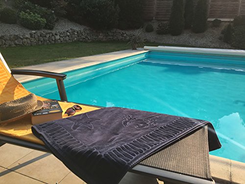 ZOLLNER Toalla de Playa Grande, 100x200 cm, algodón, Azul Marino
